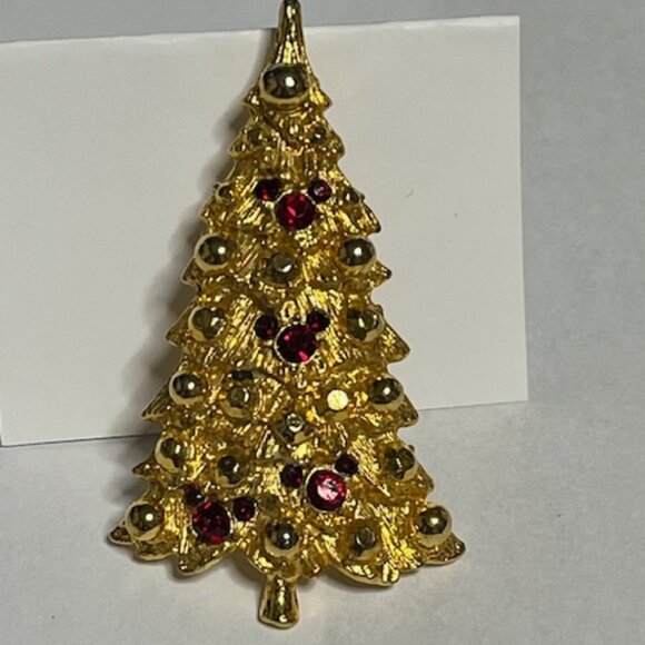 VTG Walt Disney 3D Christmas Tree Gold Tone Mickey Mouse Pin Brooch 1.5"x2.5" - Picture 4 of 13